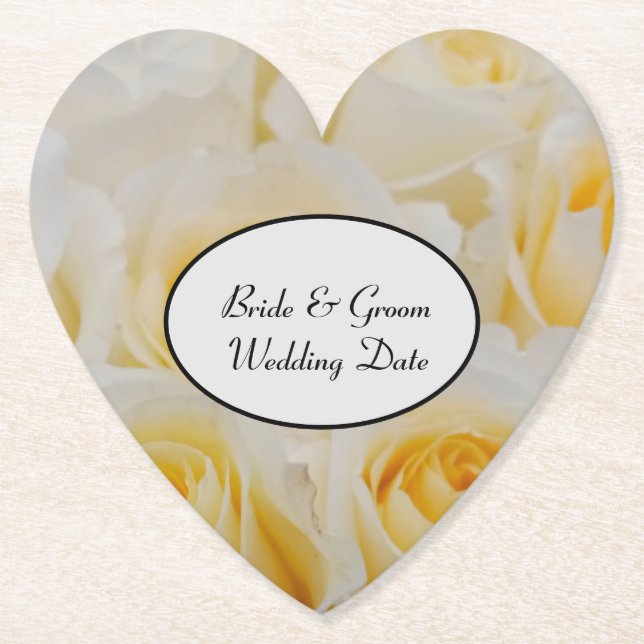 Paper Coaster Roses Bride Groom Date (Front)