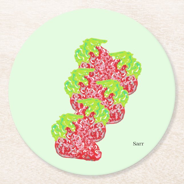Paper Coaster : Strawberries (Front)