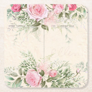 Paper Coaster Vintage Pink Rose
