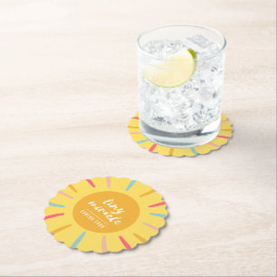Paper Coasters - Yellow "Tiny miracle' Baby Shower