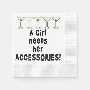 PAPER COCKTAIL NAPKINS, GIRL NEEDS HER ACCESSORIES NAPKIN