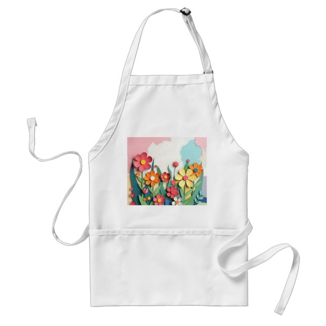 Paper Collage Flower Garden Standard Apron (Front)