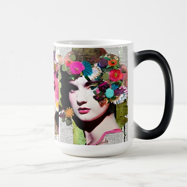 Paper Collage Style Art | Vintage Ladies Magic Mug (Right)