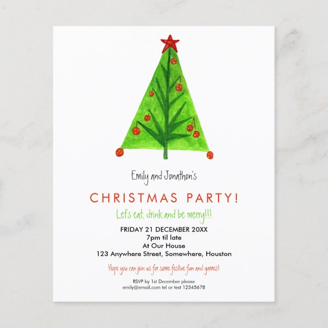 PAPER | Contemporary Tree Christmas Party Invite (Front)