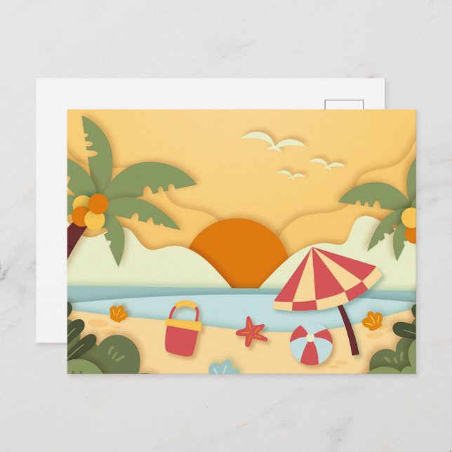 Paper Craft Summer at the Beach  Postcard (Front/Back)