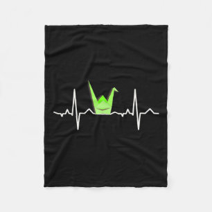 Paper Crane Origami , Heartbeat Ecg Pulse Shirt  Fleece Blanket