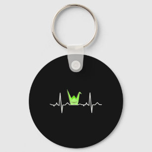 Paper Crane Origami , Heartbeat Ecg Pulse Shirt Key Ring