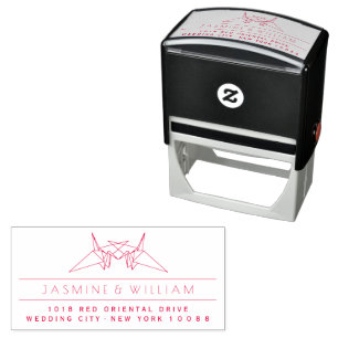 Paper Cranes Asian Wedding Self Inking Stamp