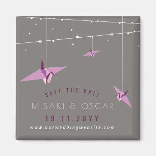 Paper Cranes & Fairy Lights Save The Date Magnet