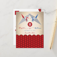 Paper Cranes Origami Scallop Wedding Save The Date
