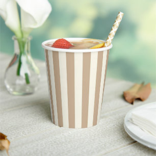Paper Cup Beige Stripe