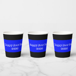Paper Cup Black Blue Happy New Year 2025