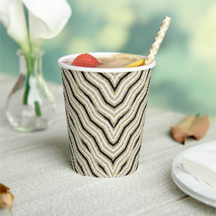 Paper Cup Black Gold & White Stripe
