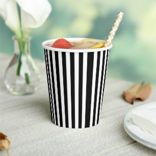 Paper Cup Black & White Stripe
