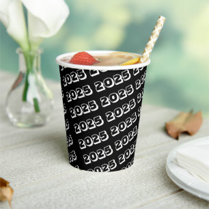 Paper Cup Black White Stripe 2025