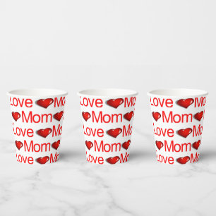 Paper Cup Happy Valentine's Day Red Heart Love Mum