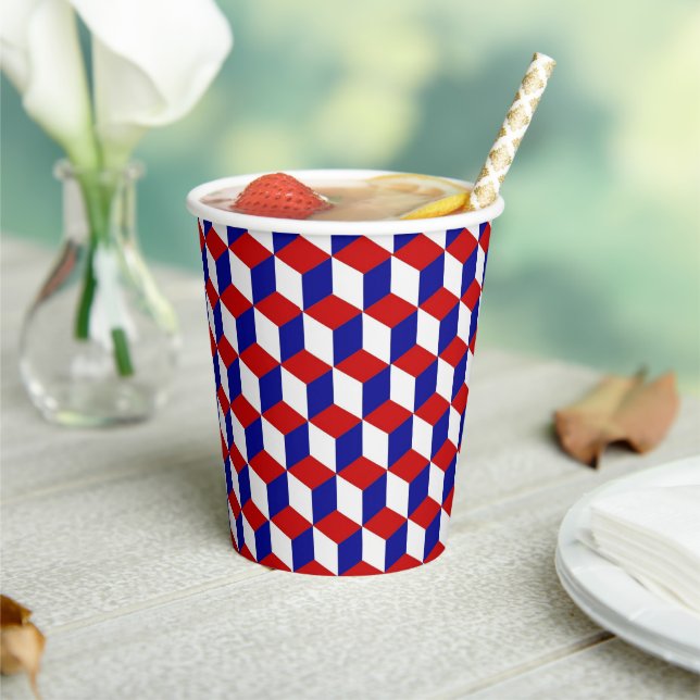 Paper Cup - Illusion in Red, White, and Blue (Insitu)