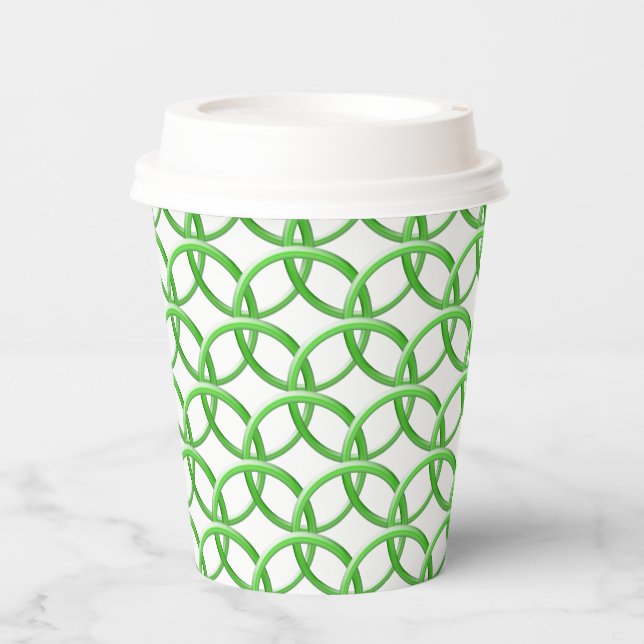 Paper Cup - Interlocking Rings in Green (Front)