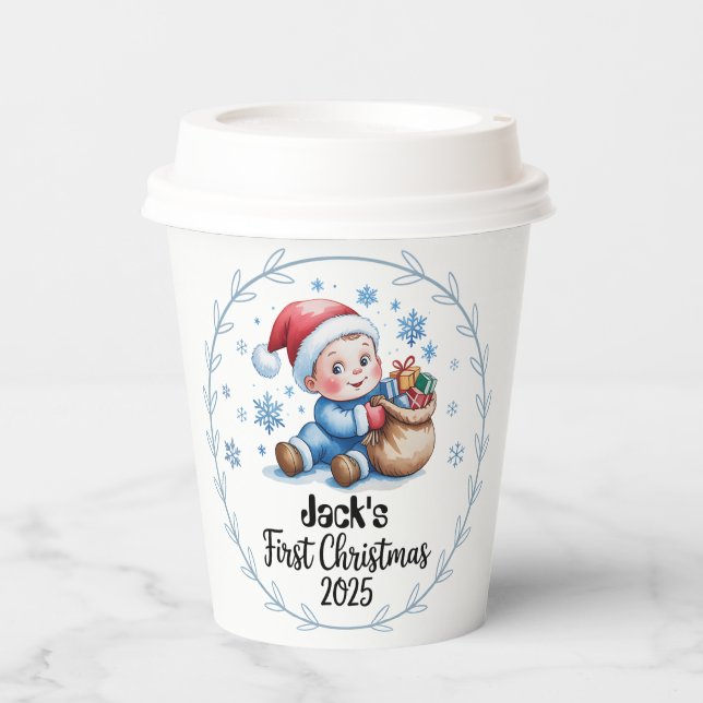 Paper cup-Personalised Baby’s First Christmas Part Paper Cups (Front)