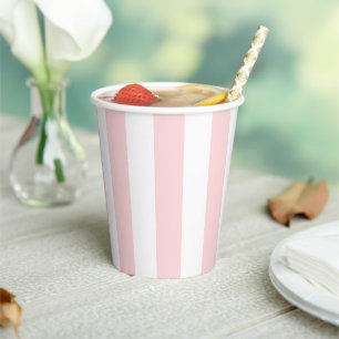 Paper Cup Pink & White Stripe