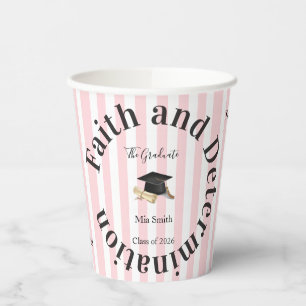 Paper Cup Pink & White Stripe Graduate 2026
