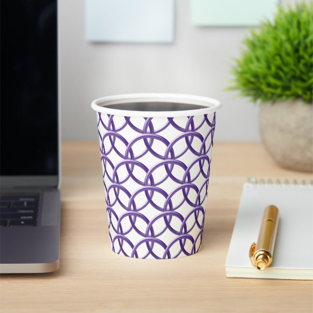 Paper Cup - Purple Interlocking Rings (Insitu)