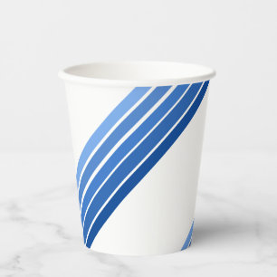 Paper Cup - Shades of Blue Diagonal Stripes