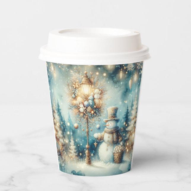 Paper cup-Vintage Christmas Snowman Cups (Front)