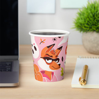 paper cup with a fox for Halloween