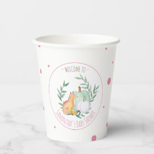 Paper Cups Baby Shower Watercolor Fall Template