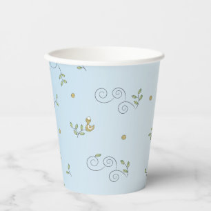 Paper Cups "Gold Birds/BLUE"  8oz.