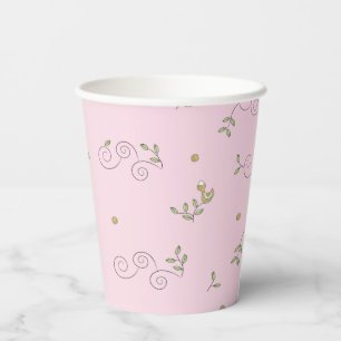 Paper Cups "Gold Birds/PINK"  8 oz.