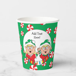 Paper Cups "Happy Elves"  8 oz.