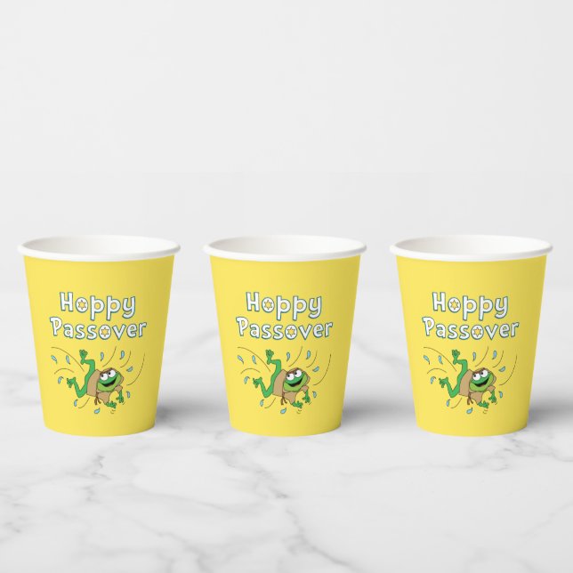 Paper Cups "Passover Frog" 8 oz. (Multi)