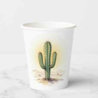 Paper cups watercolour cactus