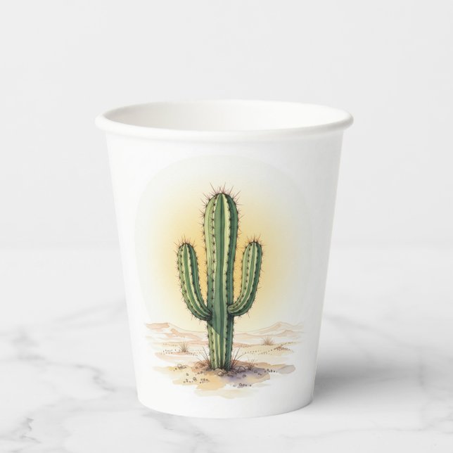 Paper cups watercolour cactus (Front)