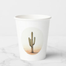Paper cups watercolour cactus