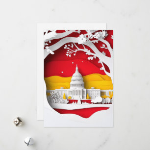 Paper Cut design Washington DC card