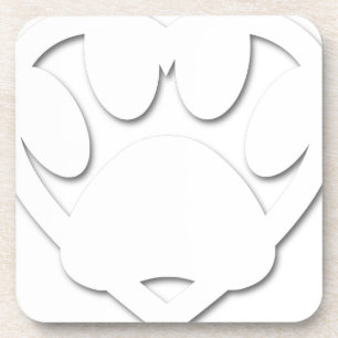 Paper Cut Dog Paw And Heart Shape Coaster