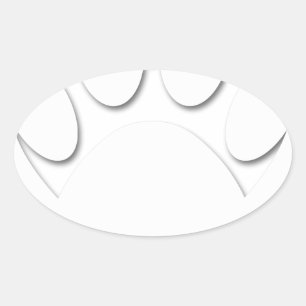 Paper Cut Dog Paw And Heart Shape Oval Sticker