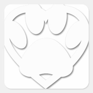 Paper Cut Dog Paw And Heart Shape Square Sticker