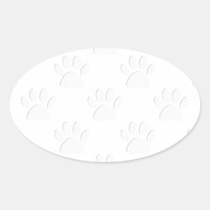 Paper Cut Dog Paw Pattern Oval Sticker