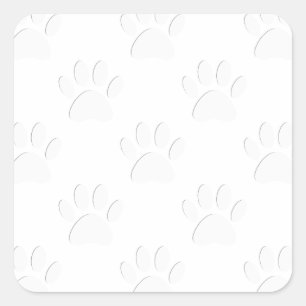 Paper Cut Dog Paw Pattern Square Sticker