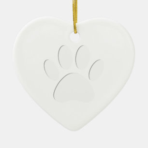 Paper Cut Dog Paw Print Ceramic Tree Decoration