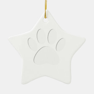 Paper Cut Dog Paw Print Ceramic Tree Decoration
