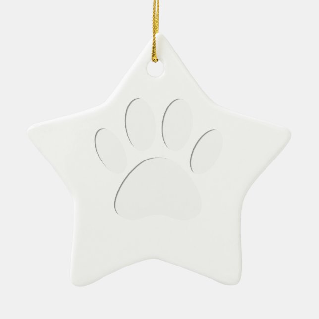 Paper Cut Dog Paw Print Ceramic Tree Decoration (Front)