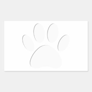 Paper Cut Dog Paw Print Rectangular Sticker