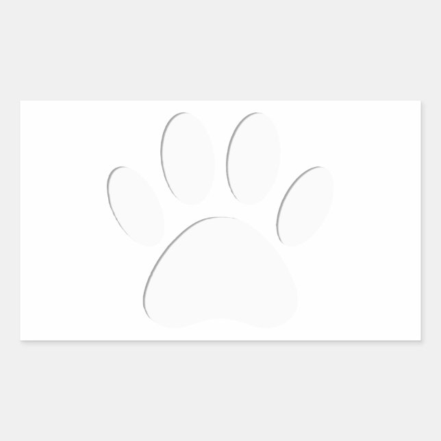 Paper Cut Dog Paw Print Rectangular Sticker (Front)