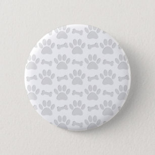 Paper Cut Dog Paws And Bones Pattern 6 Cm Round Badge