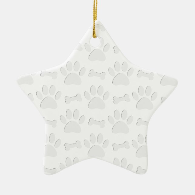 Paper Cut Dog Paws And Bones Pattern Ceramic Tree Decoration (Front)